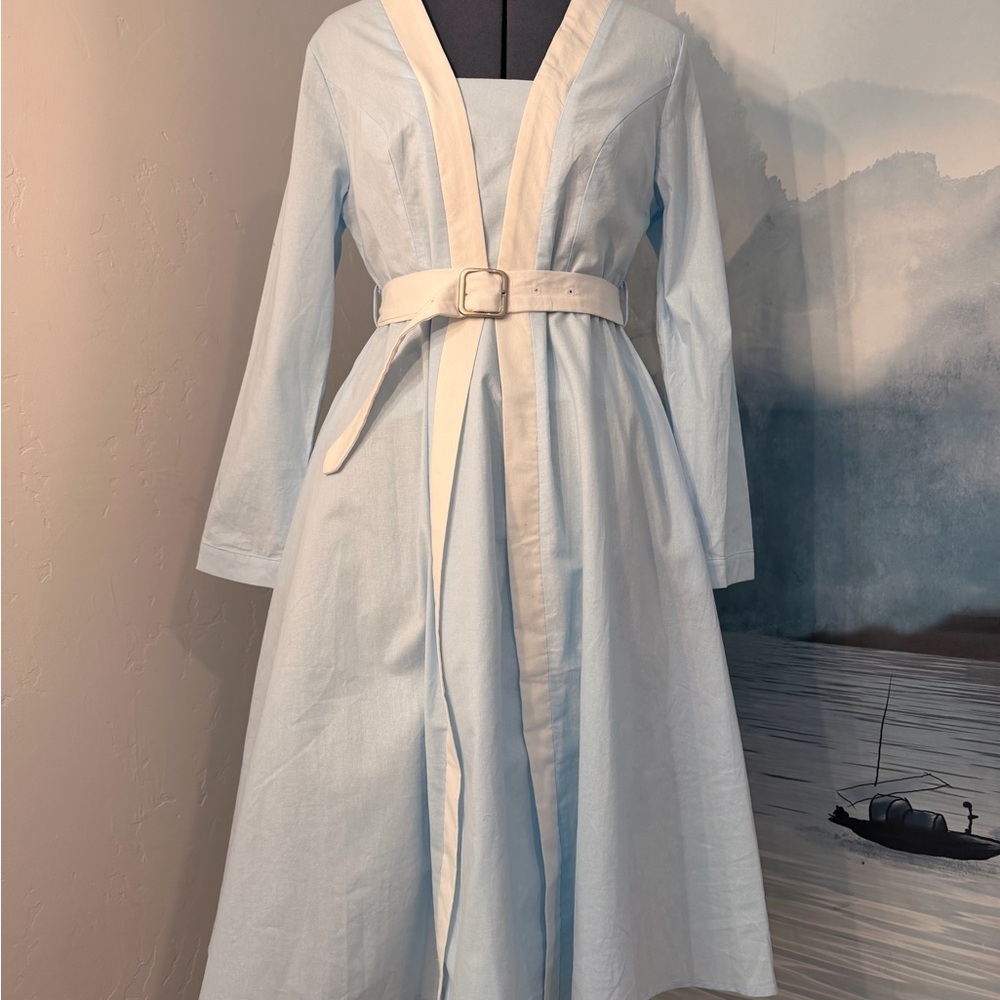 Elegant Blue and White Women's Dress #128